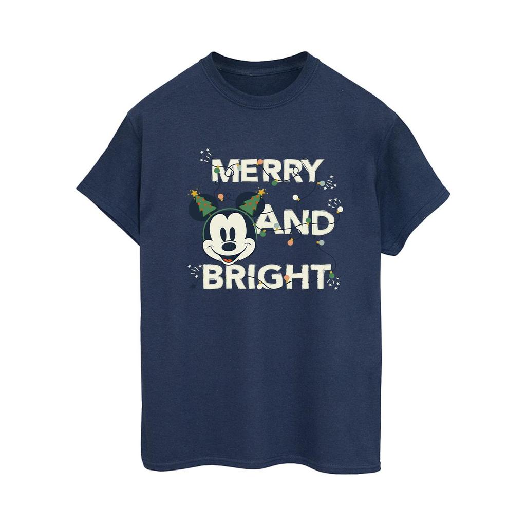 Disney Womens/Ladies Mickey Mouse Merry & Bright Cotton Boyfriend T-Shirt