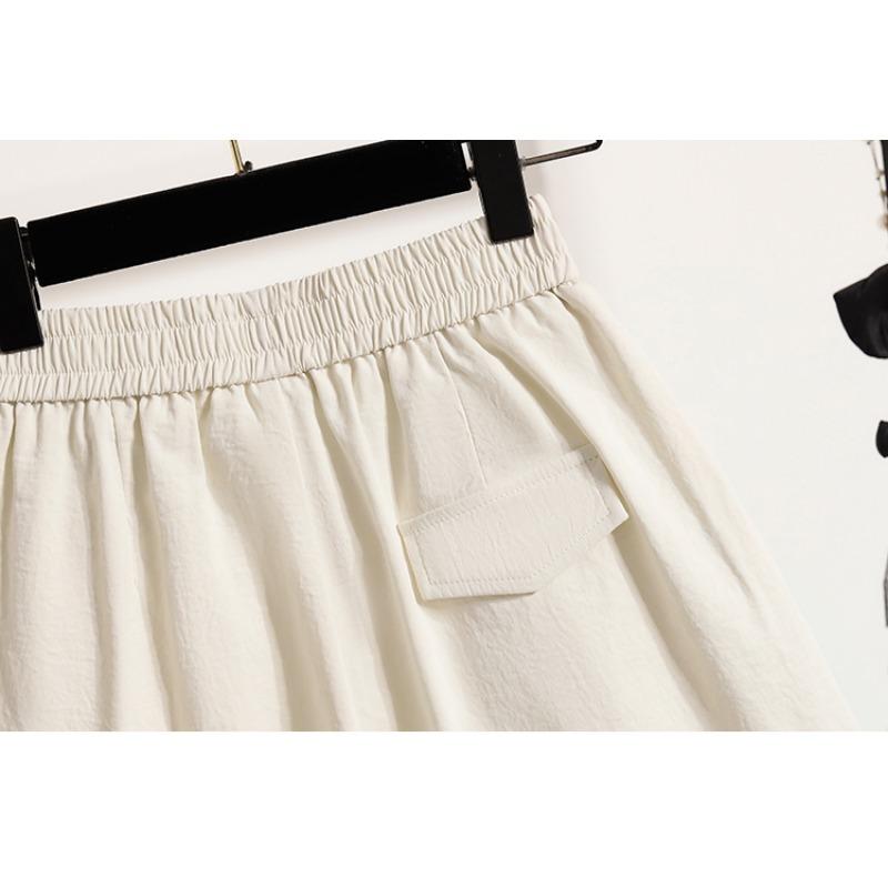 Dimanaf 2025 Plus Size Shorts Summer Women Elastic Loose High Waist Casual Short Pants Basic New Wide Leg Pants