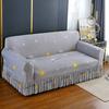 Knitted Printing Elastic Sofa Covers For Living Room With Skirt Stretch Armchair Sofa Slipcover 1/2/3/4 Seater Corner Protector