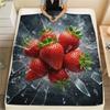 1 шт. Фланелевое одеяло с принтом фруктов, Высококачественное, Для всех сезонов, Декор для дома, Тепло и уют, Идеально для рождественских подарков