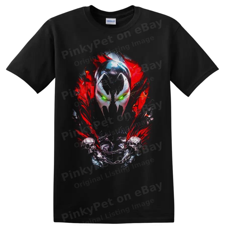 Spawn Al Simmons Superhero Skull Chain Red Energy Graphic T Shirt Tee