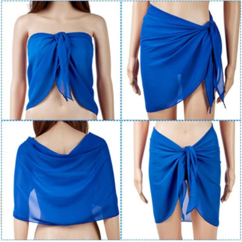 Short Sarongs Chiffon Swimsuit Wrap Sheer Short Skirt Soft Beach Short Cover  Women