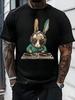Мужская футболка с графическим принтом DJ Rabbit, 220 г, 1 шт., уличный стиль, повседневная, 100% хлопок, топ с тематикой хип-хоп музыки, модный