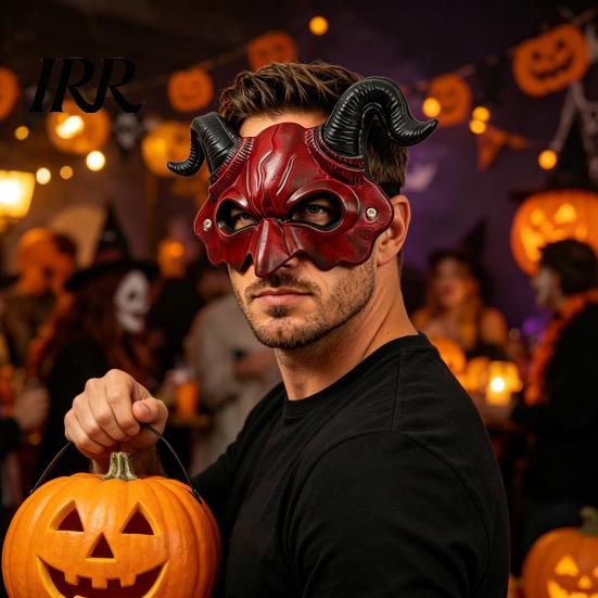 Soft Foam Demon Mask Horn Mask, Halloween Devil Head Cosplay Prop, Masquerade Half Face Party Horror Costume Accessory, Carnival Trick or Treat