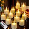 Набор из 6/12 мерцающих беспламенных светодиодных свечей с таймером 2/4/6/8 часов, пультом дистанционного управления, на батарейках, маленькие столбики и вотивные свечи, домашний декор