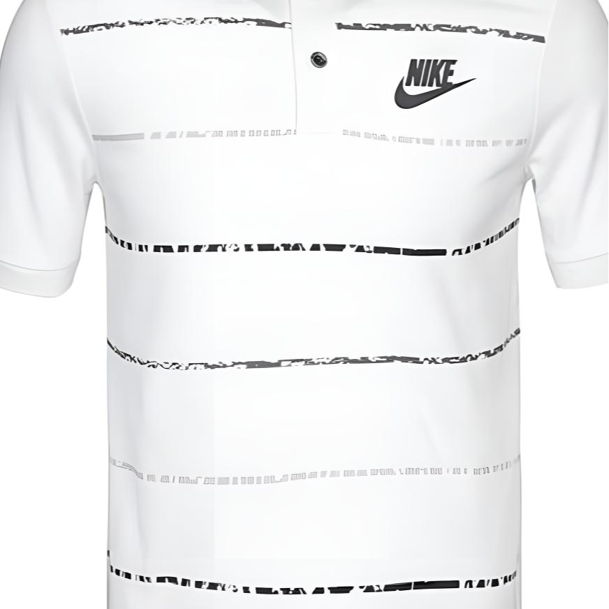 Nike Рубашка поло с коротким рукавом и логотипом в полоску, мужская белая 833884-100