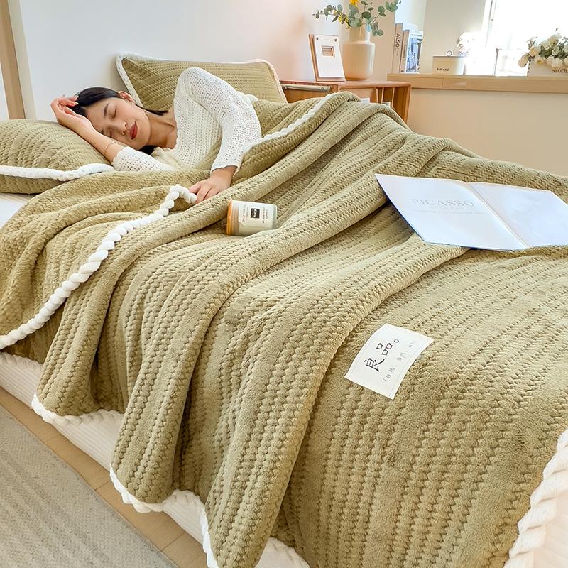 Category A Thicken Jacquard Velvet  Warm  Autumn Winter Blankets Soft Skin-friendly Warmth Sofa Blanket Warmth Comfortable Duvet