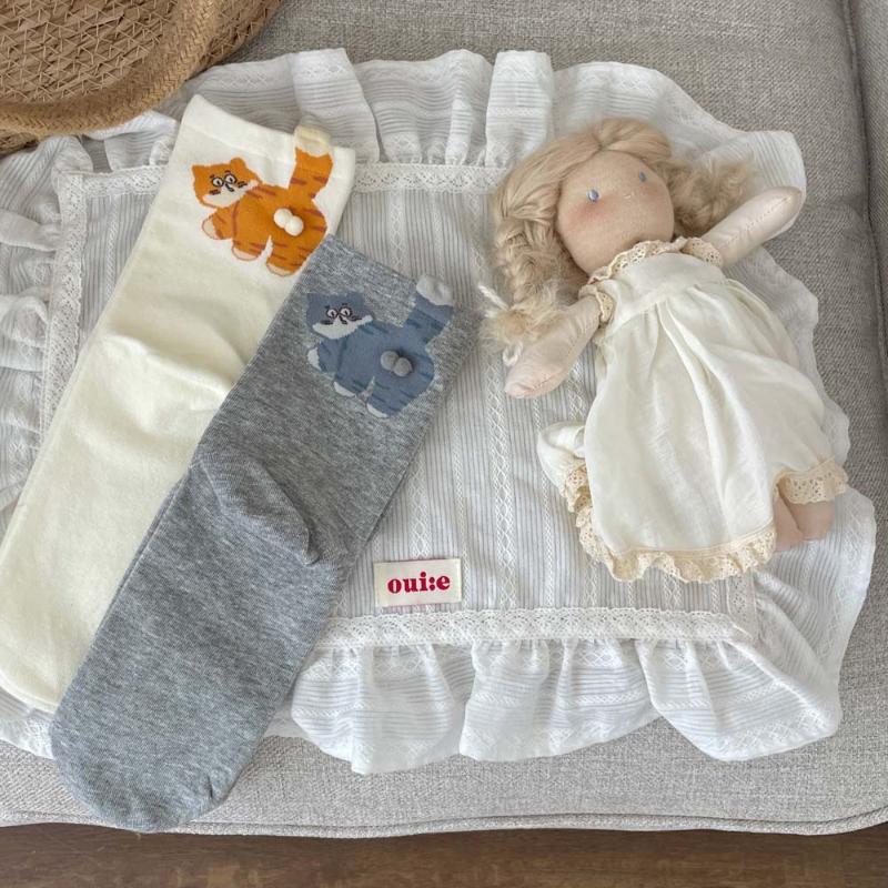 1 пара носков из хлопка с кошачьими яйцами, парные носки, кошачьи шарики, кавайные носки ручной вязки, мультяшные носки с рыжим котом табби, креативный детский подарок