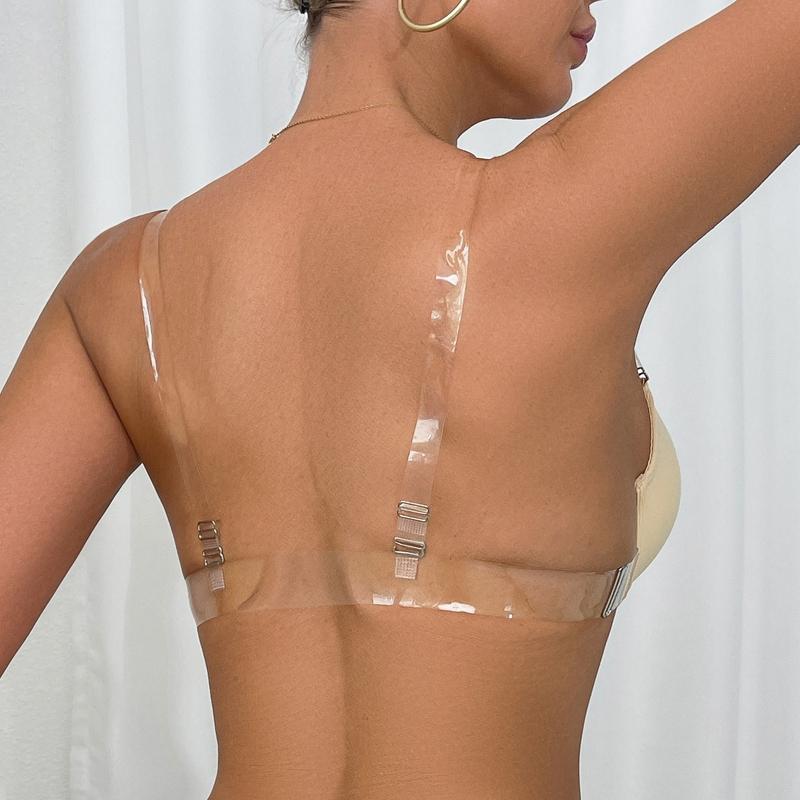 Women Strapless Invisible Bra Party Wedding Dress Backless Wire Push Up Bras 70-85 B C Cup Underwear Pure Color Lingerie