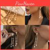 Simple Elegant And Asymmetric Pearl Tassel Earrings For Women