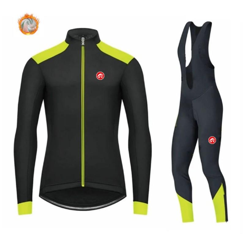 Long Sleeve Cycling Jersey Set Thermal Winter Bike Wear Road Men Women Quick Dry Cotton Blend