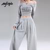 MJ STYLE Women's Casual High-Waisted Wide-Leg Sweatpants