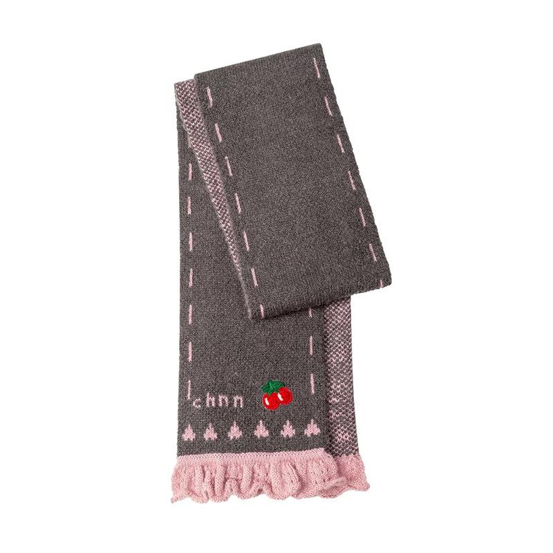 Winter New Style Fashion Girl Lace Knitted Scarf Women's Thickened Warm Scarf Fashion Sweet and Cute