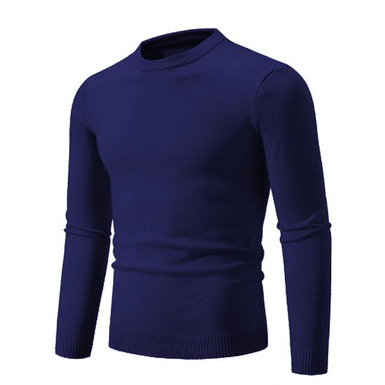 Autumn Men Thin Solid Color Elastic Slim Fit Pullover Sweater Basic Inner Layer Lightweight Warm Casual Knitwear Top for Male