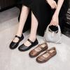 New Shallow Single Shoes Women's Spring New Retro Soft Sole Thick Heel Round Head Mother Shoes Comfortable and Versatile Women's Shoes