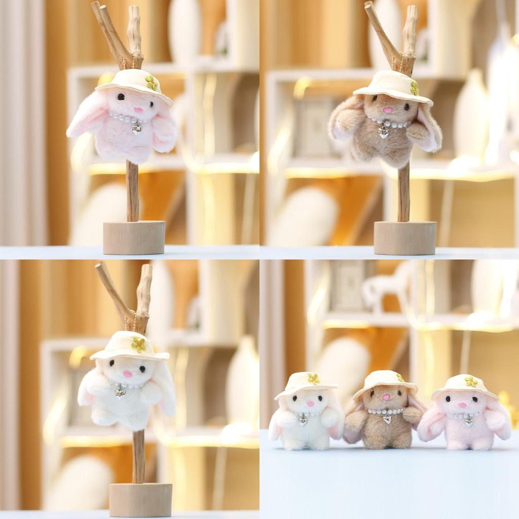 Hat Plush Rabbit Toy Key Chain Stuffed Doll Pendant Backpack Gift Decoration