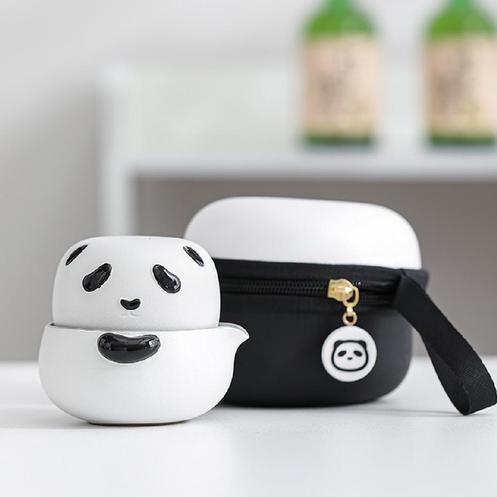 KuaiKe Cup Cute Panda One Pot One Cup Single Person Outdoor Portable Travel Tea Set Gift Tea Cup Set