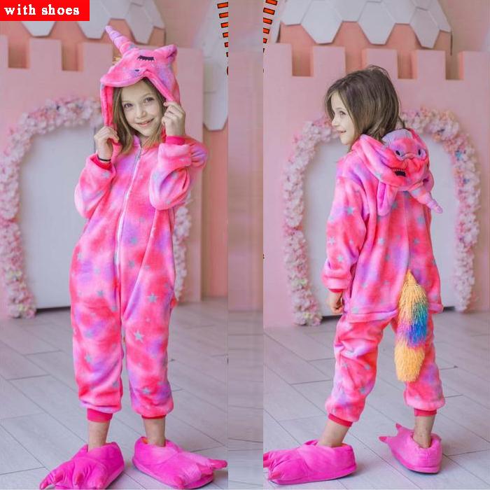 Комбинезон кигуруми, детские пижамы с единорогом для детей, детские пижамы с героями мультфильмов, детский костюм, зимний костюм для девочек, единорог, Jumspuit