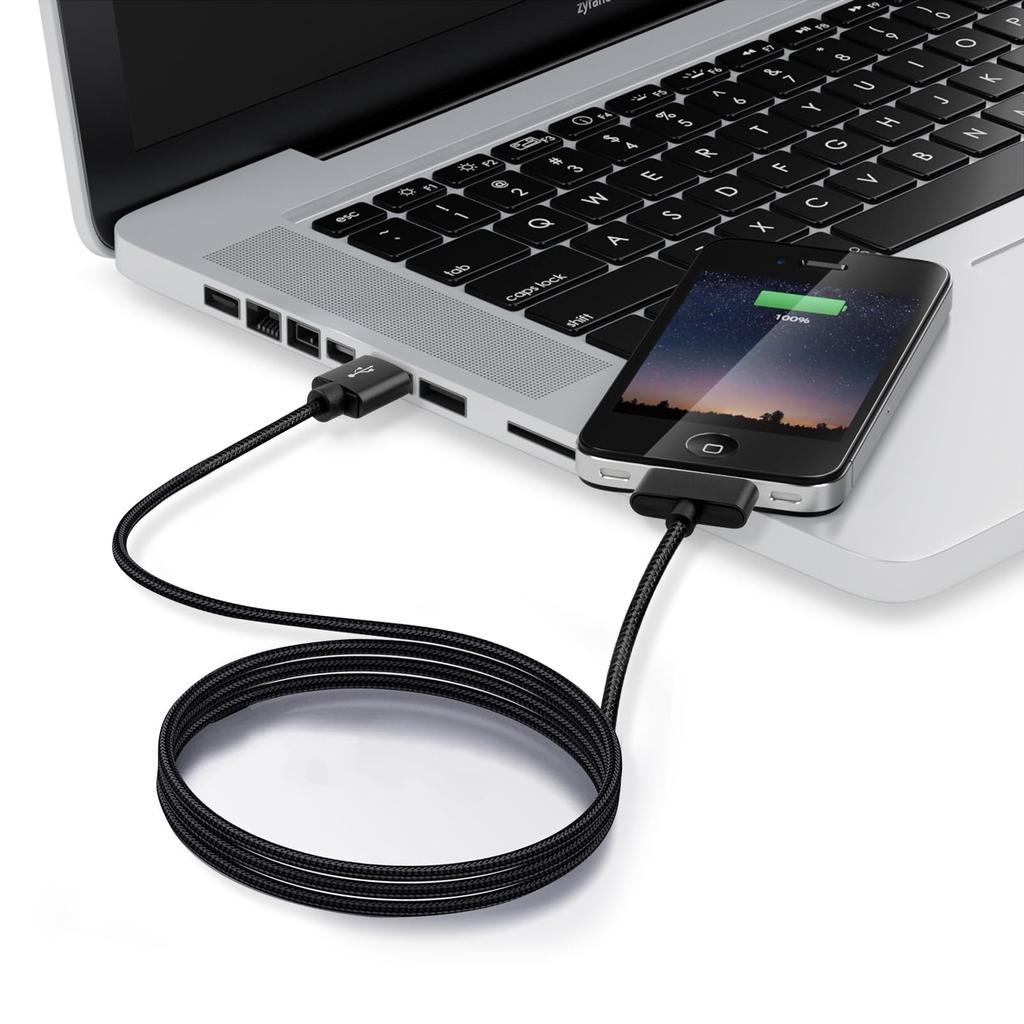 Кабель для быстрой зарядки iPhone 4 4s iPad 2 3 iPod 30-контактный нейлоновый плетеный провод металлический штекер передача данных синхронизация USB-адаптер для зарядки