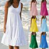 Женское праздничное летнее однотонное вечернее пляжное платье без рукавов