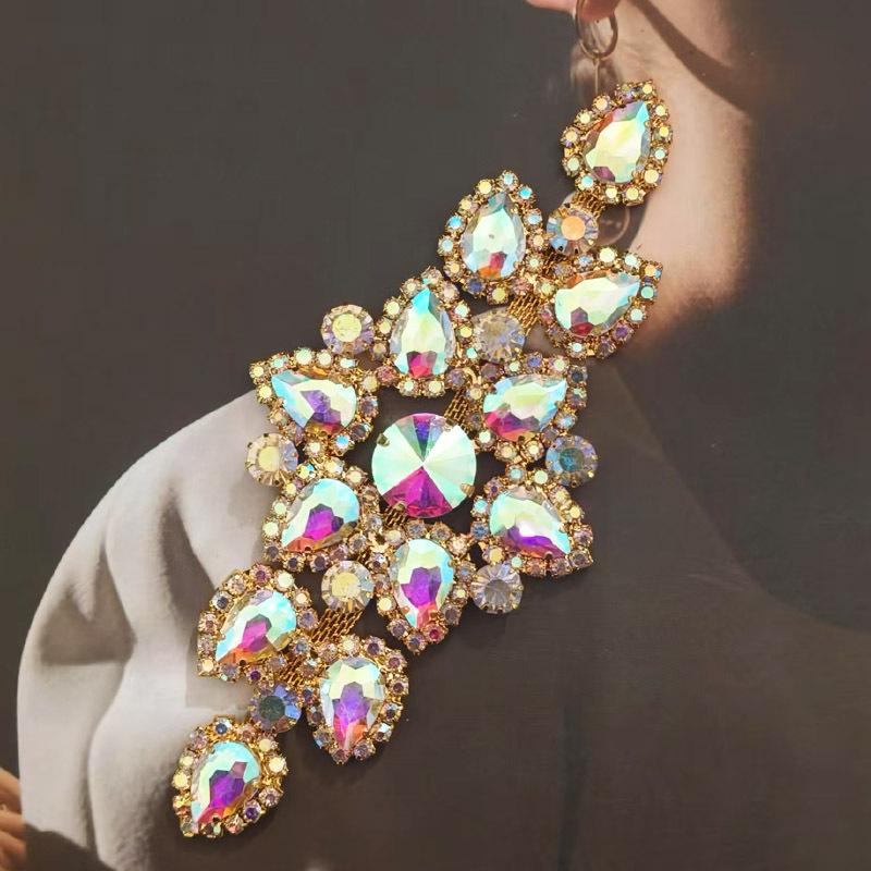 1pc Crystal AB Flatback Sew On Rhinestones Gold Silver Bottom for DIY Applique Wedding Dress Design