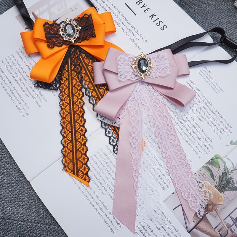 Feminine Resin Bow Tie Pin With Lace Pattern For Collegeinspired Office Attire