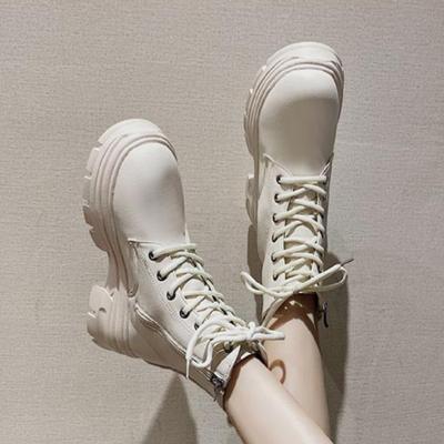 Европейские и американские повседневные рыцарские ботинки Осень и зима Новые ботильоны в английском стиле Толстая подошва Ботинки на платформе Trafza