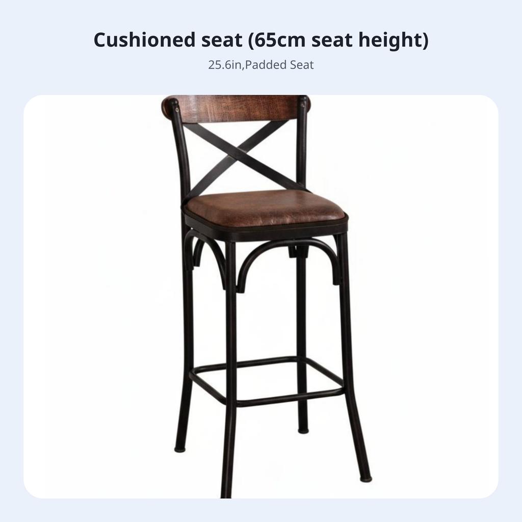 X-Shaped Spinerest Counter Stool with Spinerest High Chair Integrated Footrest Utilitarian and Aesthetic for Adults, Cafe