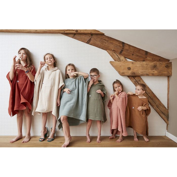 Poncho enfant mixte Gaze de coton unie Gaïa - Gaïa Rose Pêche - 2 à 5 ans