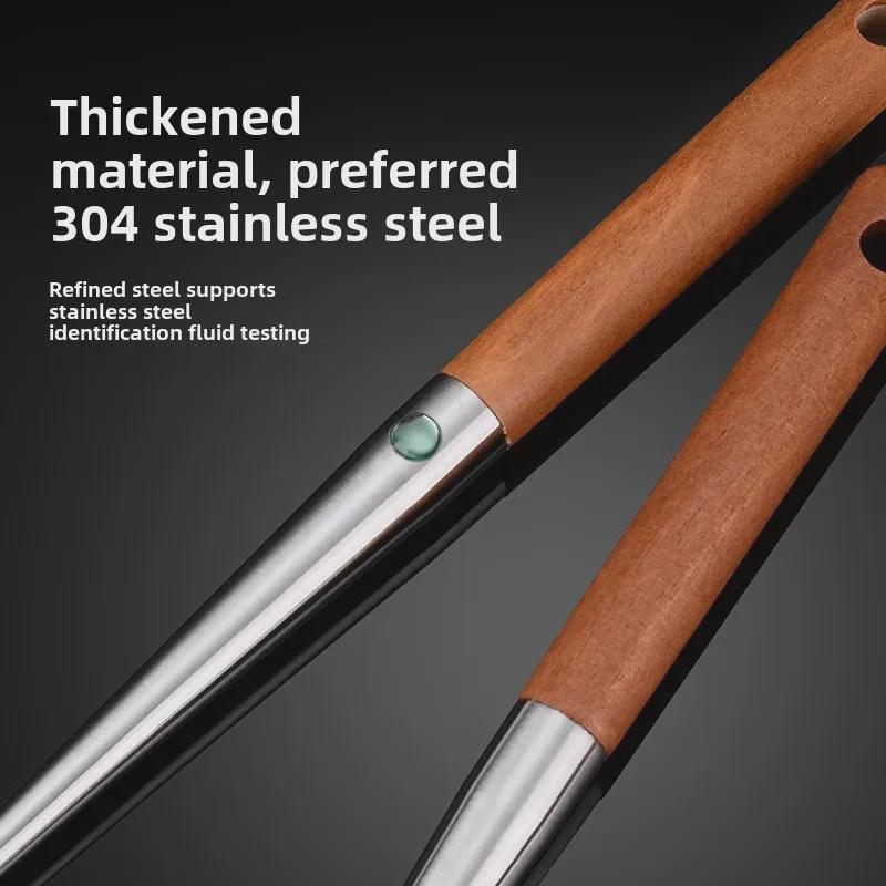 Круглая кулинарная ложка с длинной ручкой из нержавеющей стали 304 — идеально подходит для использования на кухне и жарки рыбы