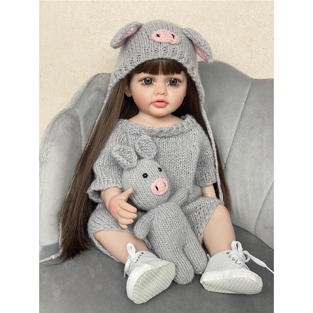 Real Life Reborn Baby Dolls Girl 22 Inch 55cm Full Body Silicone Realistic Lifelike Newborn Dolls Toddler Doll Toy
