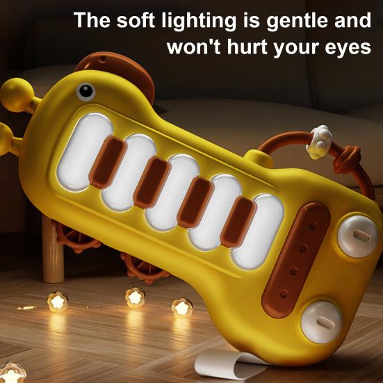 Мультяшная Жираф Электронная Игрушка-Пианино со Светом Звуком Координация Рук и Глаз Малыши Мальчики Девочки Развивающая Электрическая Клавиатура Музыкальная Игрушка