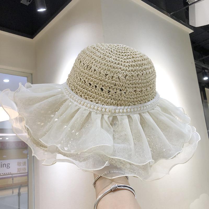 Женская летняя соломенная шляпа-ведро, складная панама-рыбак, с широкими полями, защита от УФ, для пляжа и кавайной моды