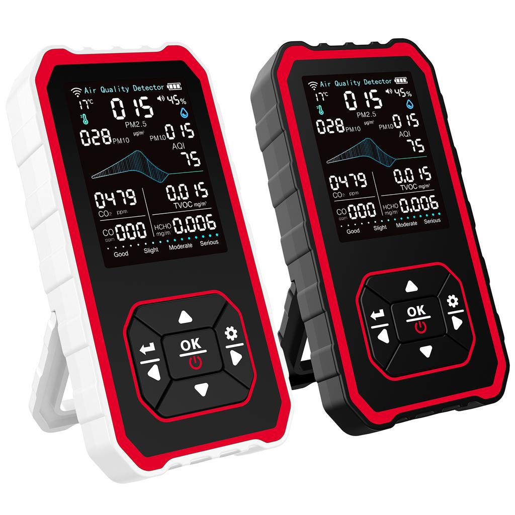 Датчик качества воздуха в помещении для CO2 TVOC HCHO Температура Большой Цветной Экран Детектор Углекислого Газа Счетчик 15 часов работы для Дома и Офиса