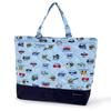 COLORFUL CANDY STYLE Kids Quilted Lesson Bag with Gusset and Loop Water-Resistant School Tote Bag Working Cars Light Blue with Tissue Pouch