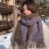 100 Maillard Coffee Wool Scarf Women's Winter Thickened Warm Couple Scarf for Girlfriend