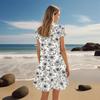 Женские платья с коротким рукавом и V-образным вырезом с цветочным принтом Свободные повседневные пляжные платья в стиле темперамент