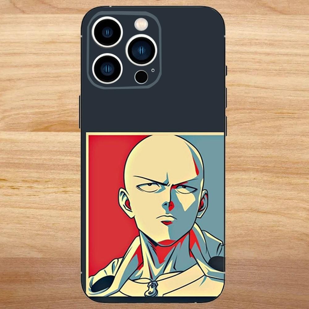Чехол для телефона Saitama из One-Punch Man для iPhone 16, 15, 14, 13, 12, 11, Mini, Pro, SE, MAX Белый Матовый Ударопрочный Чехол