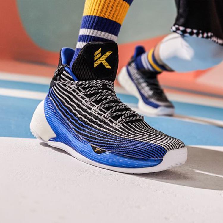 Anta Баскетбольные кроссовки Thompson KT4 Playoffs Mid мужские баскетбольные кроссовки черные синие 11921101-2