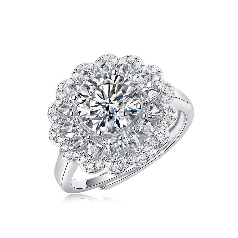 Bague Ringen Новое женское трендовое кольцо из серебра S925 с инкрустацией из муассанита 2 карата, можно регулировать