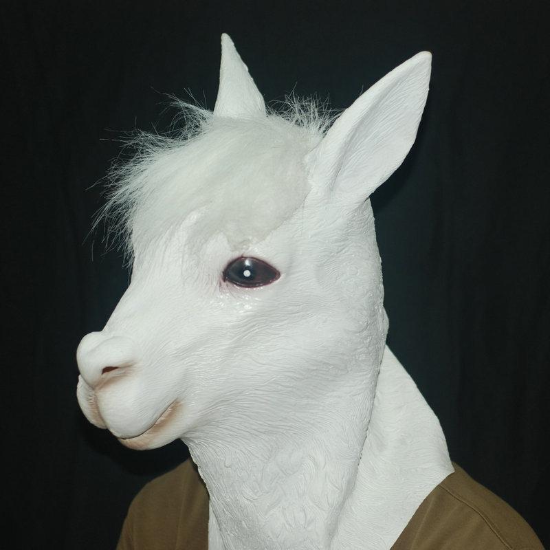 Alpaca headgear cos Animal Props Halloween Mask One Size Fits All Horse Head Goat Cosplay Latex Material