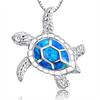 Bohemia Cute Turtle Pendant Necklace For Women Inlay Blue Imitation Opal Necklace Wedding Party Jewelry Christmas Gifts For Her