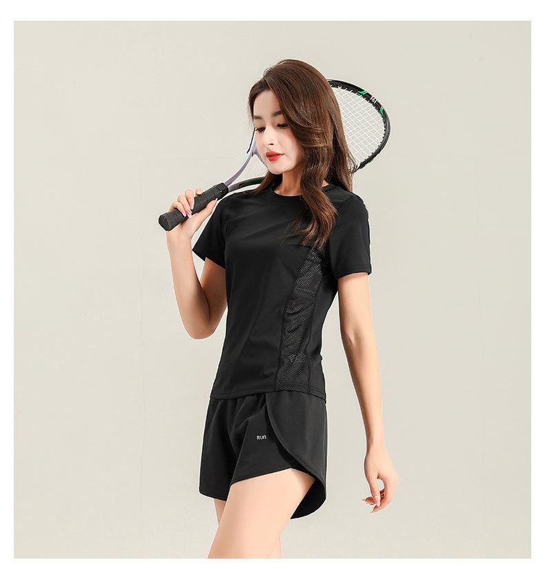 Женский спортивный комплект из ледяного шелка с быстрой сушкой 2025: Топ с коротким рукавом и шорты для бега, спортзала, йоги