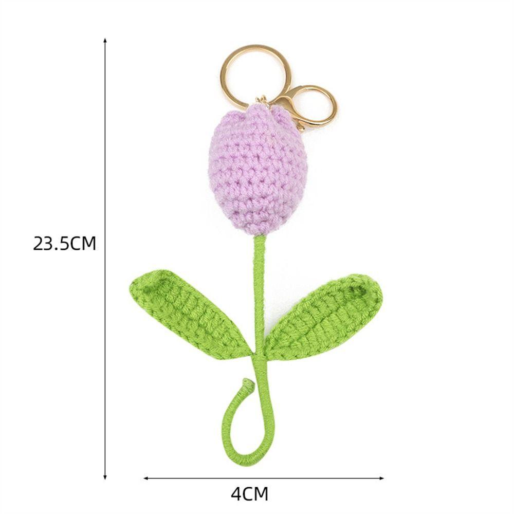 Sweet Cute Crochet Flowers Cartoon Weaved Keyrings Girl Women Knitted Keychain Car Pendant
