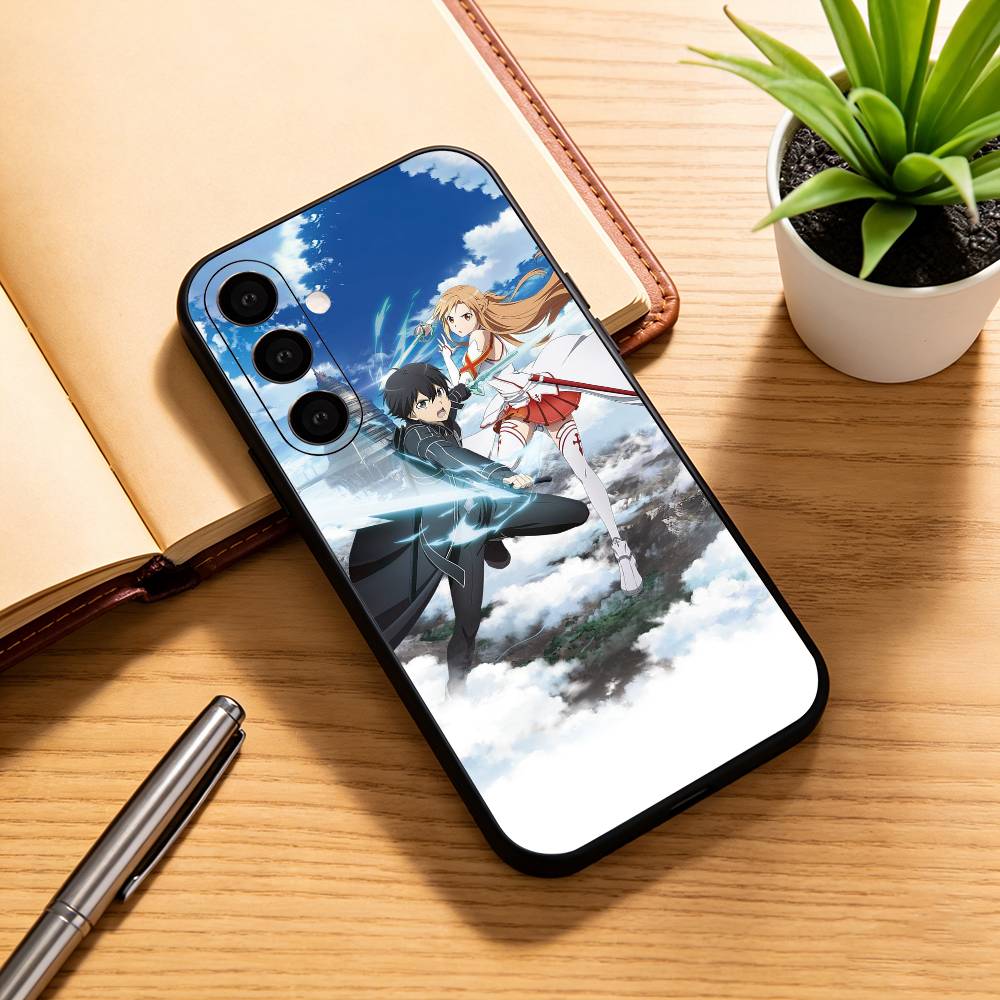 Кирито и Асуна Аниме Чехол для телефона Для Samsung Galaxy A73,A72,A71,A70,A53,A52,A51,Другие Мягкий черный чехол