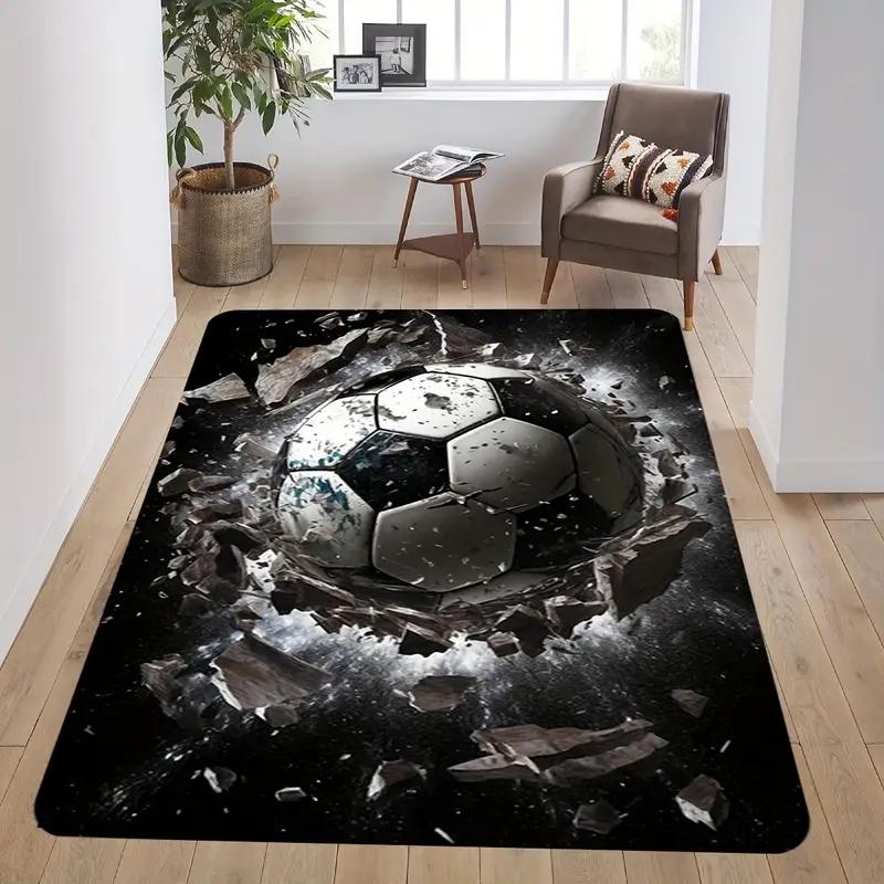 3D Ball Soccer Carpet Living Room Floor Mat Non Slip Bedroom Doormat Washable Home Hallway Area Decor Rug  Kids Play Area Rug