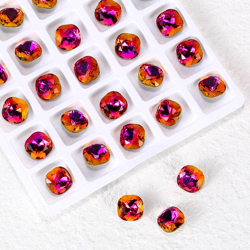 Nail Art Fat Square Diamond Shijia Same K9 High-Quality Square Diamond Diy Jewelry Accessories Nail Sticker Drill Crystal Pointed Bottom Drill