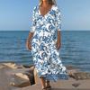 Платья для женщин Винтажный принт Туника с завышенной талией Миди платье Летнее Повседневное платье с рукавом 3/4