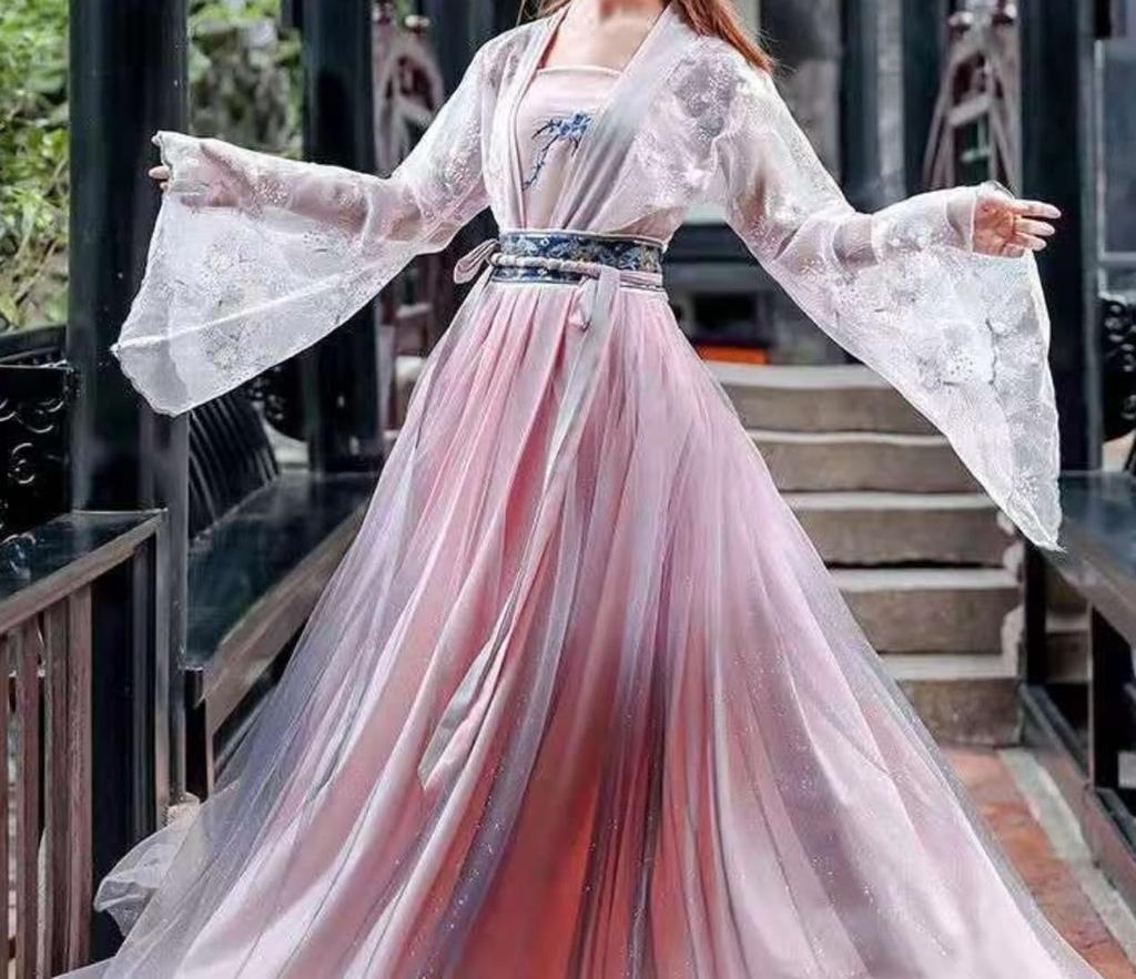 Ханфу Косплей Хакама Японское Кимоно Этнический Костюм Косплей Длинный [Леди Ленивый] (Розовый, S)