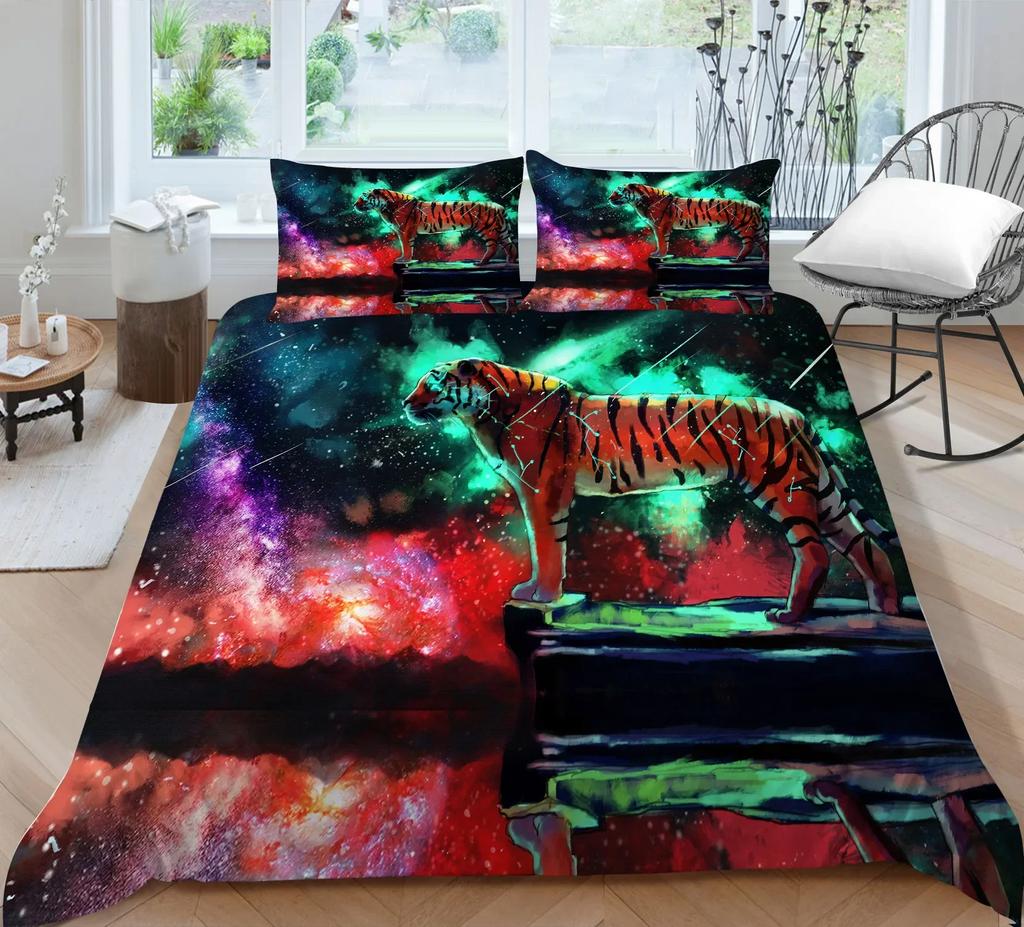 3D Printed Animal Tiger Comfortable Duvet Quilt Cover Pillowcase Bedding Set Children Bedroom Decoration Home Textile